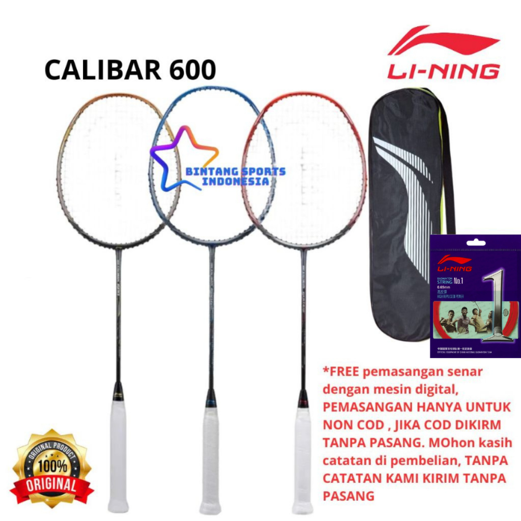 RAKET BADMINTON BULUTANGKIS LINING 3D CALIBAR 600 600 B BOOST ORIGINAL