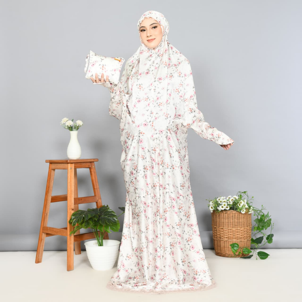 Mukena Terusan Dewasa Bahan Sutra Silk Premium/Mukena Terusan Adem Halus Lembut Nyaman