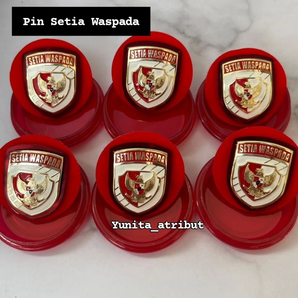 Pin pdh setia waspada premium lapis mika merah | pin SETIA WASPADA PASPAMPRES | PIN Paspampres