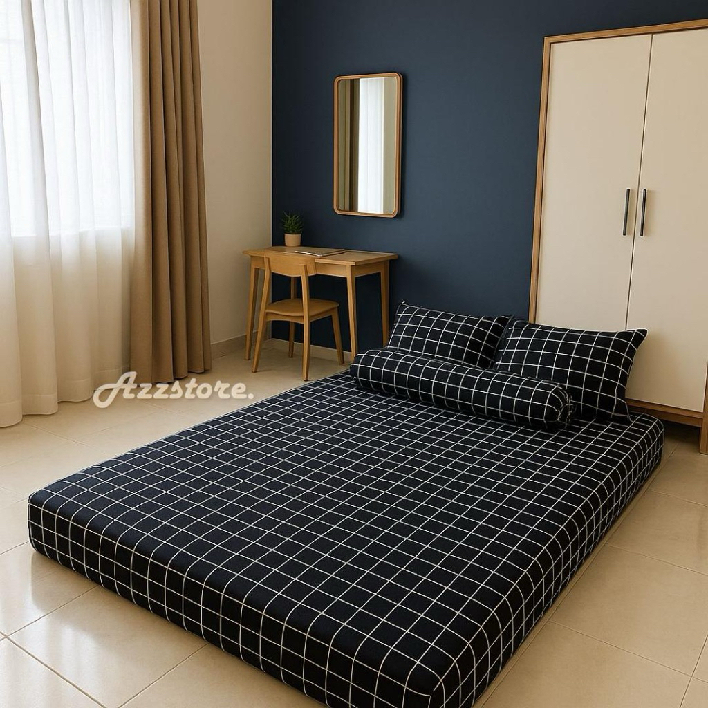 SPREI KOTAK KOTAK|sprei aesthetic|spreimotif kotak kotak|sprei kotak hitam