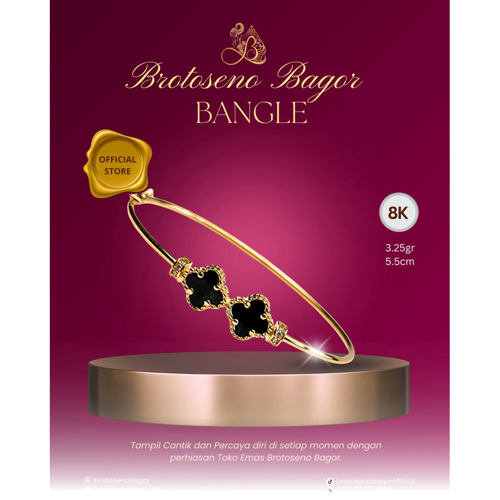 BROTOSENO BAGOR | Gelang Emas Oval Bunga Hitam