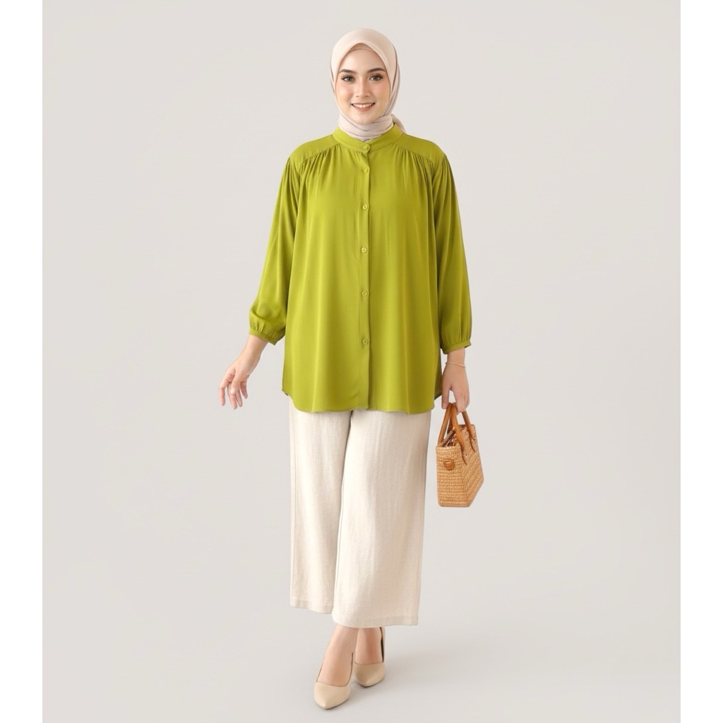 AMENA BLOUSE KEMEJA WANITA RAYON TWILL ATASAN WANITA KEKINIAN KELUARAN TERBARU