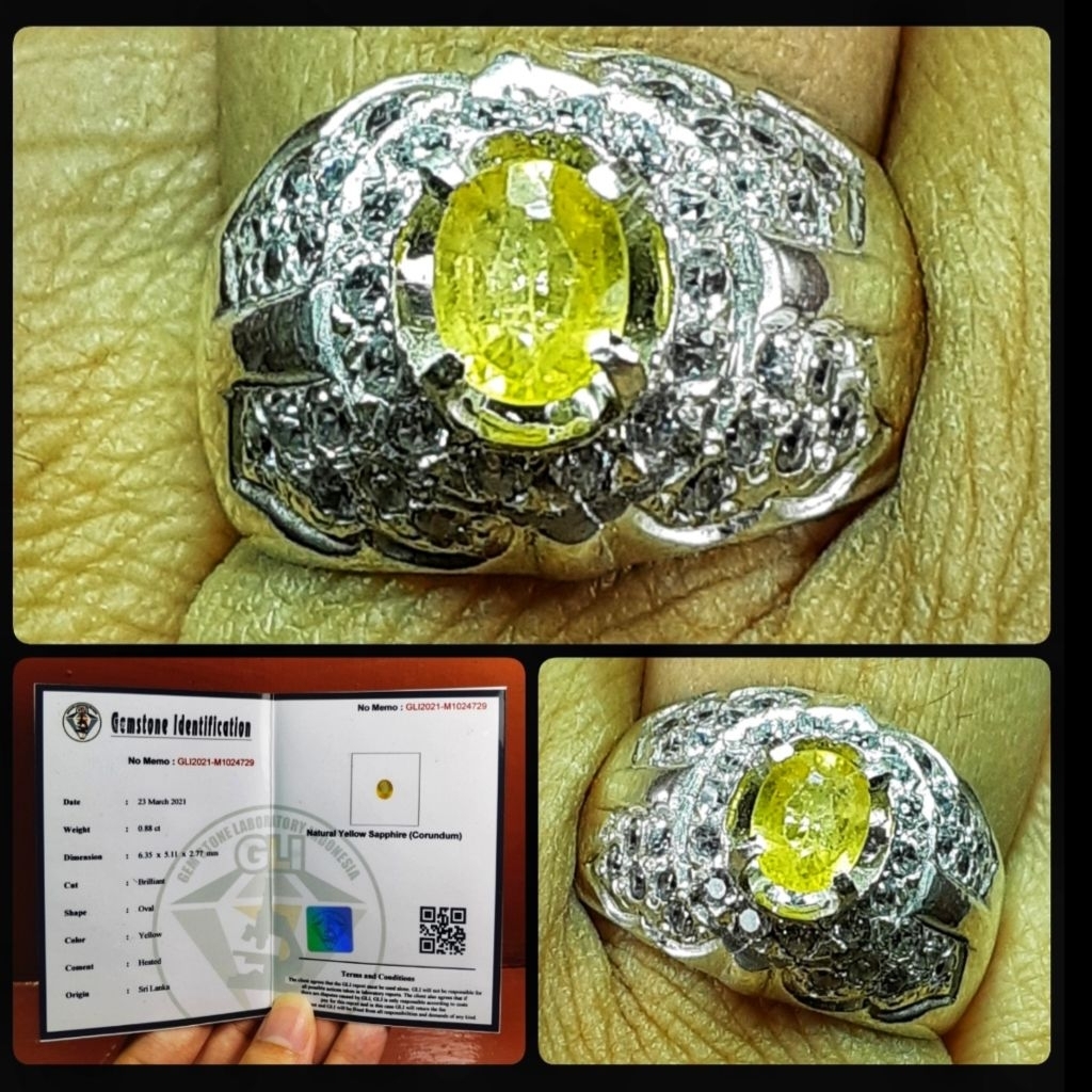 natural batu permata yakut sapphire srilanka + ring perak silver