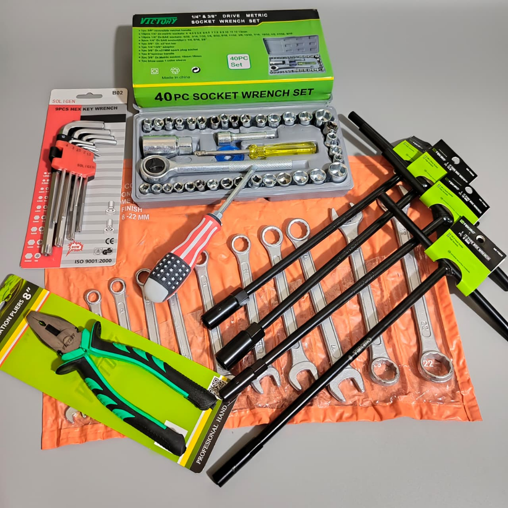 PROMO Paket Kunci Bengkel Motor Lengkap 1 Set / Kunci T Tekiro/Kunci Shock/Pas Ring Set/Tang Kombina