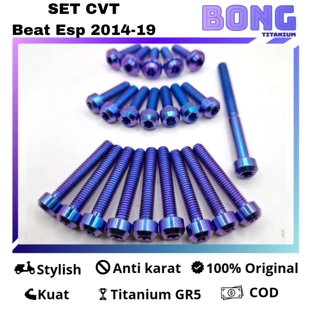 Baut Titanium Set Bak Cvt Motor BEAT ESP 2014-2019 Titanium Gr5 Original