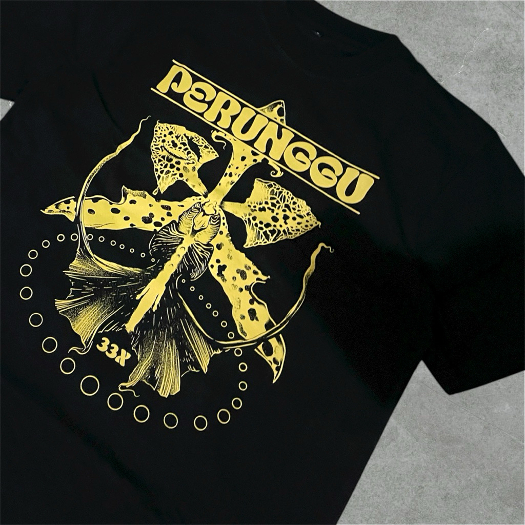TSHIRT PERUNGGU X CHERRY POP - 33X TS BLACK GOLD (OFFICIAL MERCHANDISE)