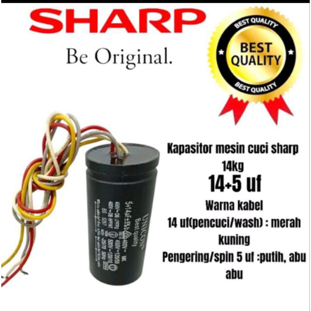 kapasitor mesin cuci sharp Mesin Cuci 2 Tabung ES-T1490WA-BL/RD / EST1490/kapasitor capasitor 4 kabe
