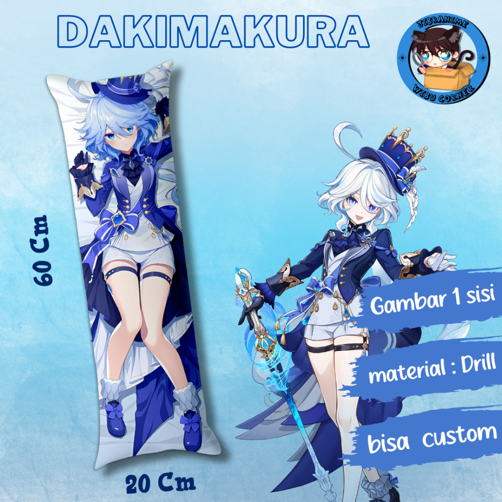 dakimakura / guling  ghensin impact furina  ukuran 20x60cm sudah termasuk isi