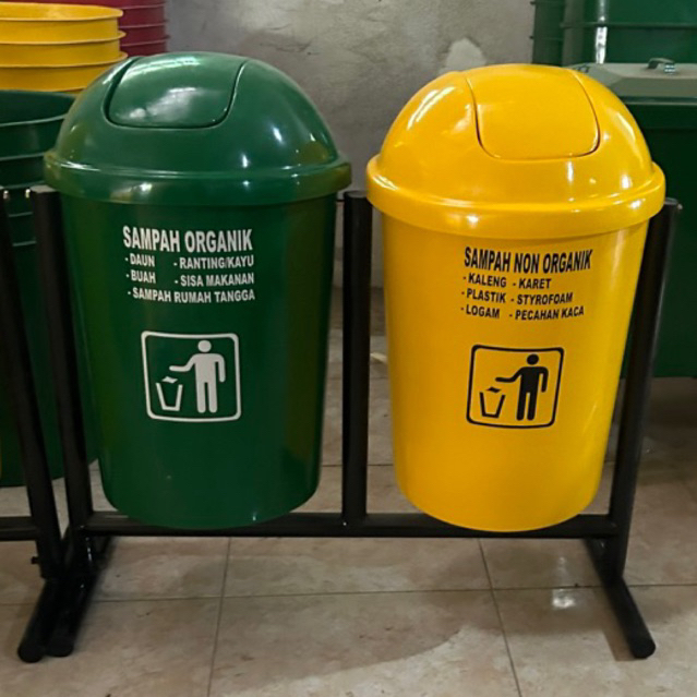 tempat sampah 2 pilah kapasitas 80 litter, tempat sampah 2in1, tempat sampah gantung, tempat sampah 