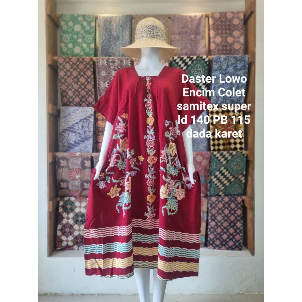 Daster Lowo Encim Colet Bunga Batik Cap Kombinasi Batik Tulis Premium