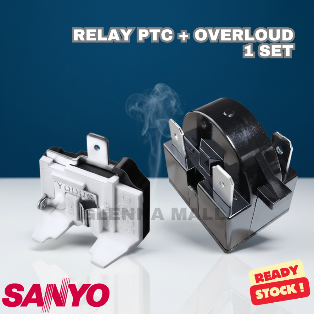 RELAY PTC OVERLOAD KULKAS SANYO 1 PINTU / 2 PINTU / RELAY 3 PIN + PTC OVERLOAD KULKAS SANYO 1 PINTU 