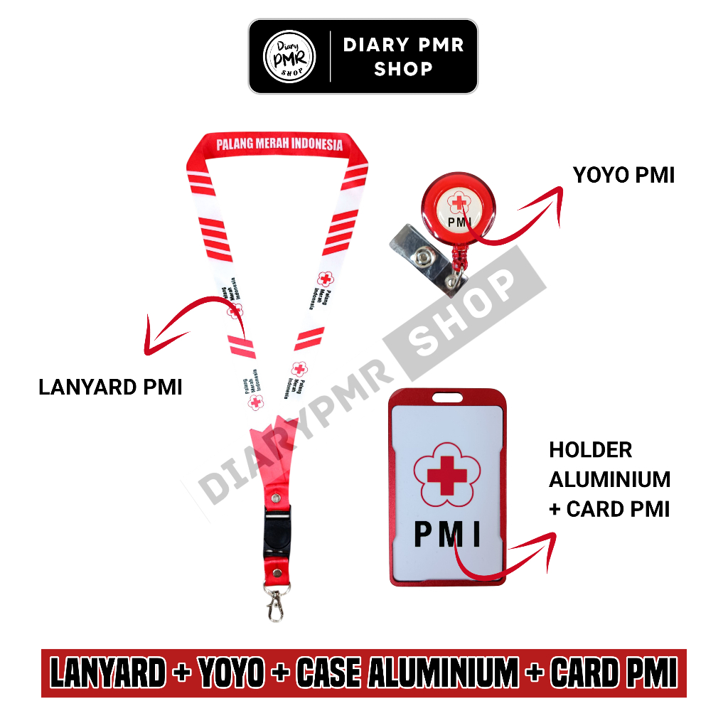 Lanyard PMI Lengkap (Yoyo + Holder + ID Card PMI)