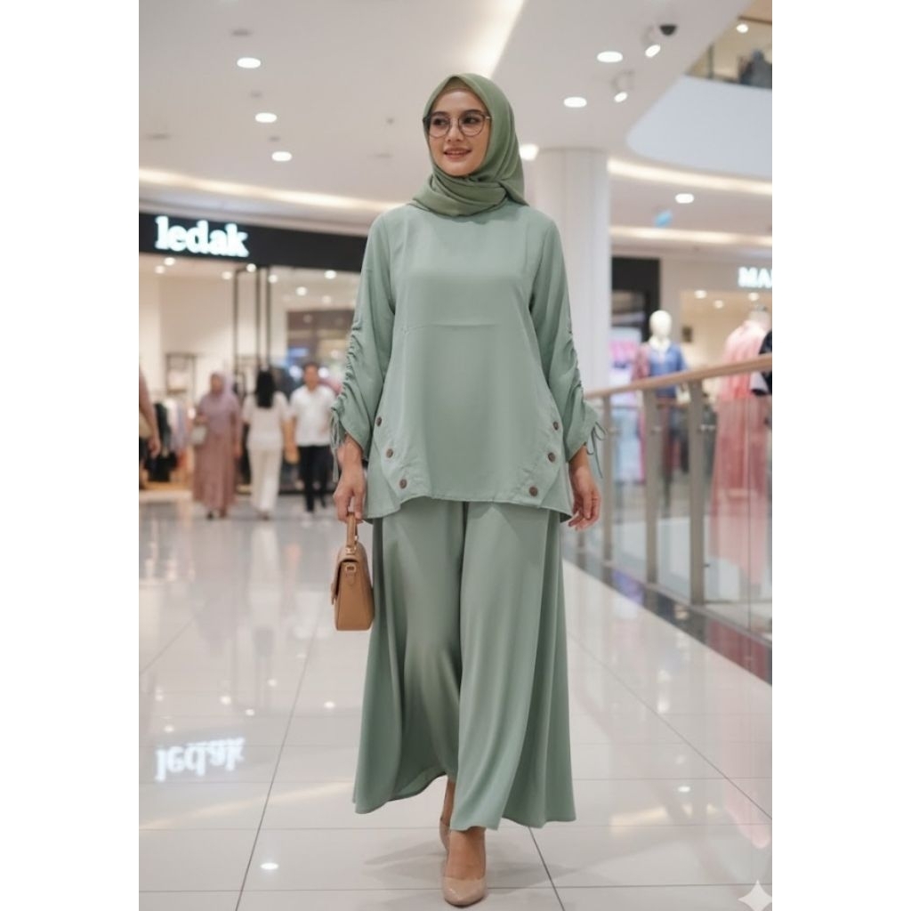 Blouse atasan Katun Hijau sage