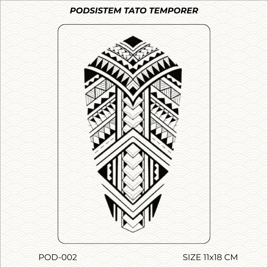 PREMIUM POD-002 Tattoo Temporary Motif Suku Dayak Triball 11x18 CM Tato Semi Permanen Tahan Lama