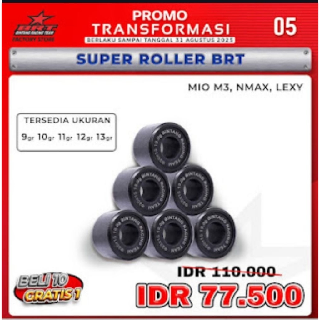 ROLLER BRT RACING NMAX AEROX MIO M3 LEXI FINO 125 FILANO 9G 10G 11G 12G 13G