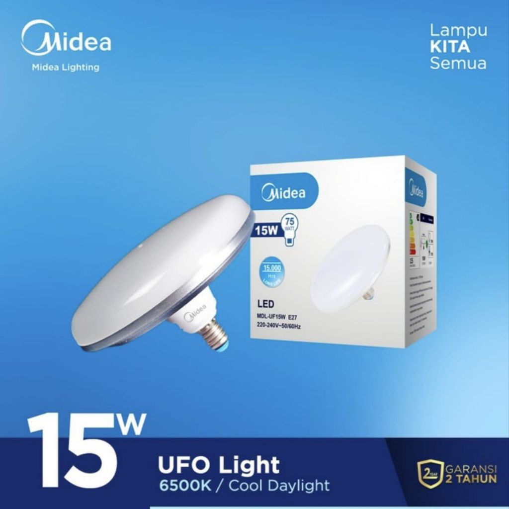 MIDEA Lampu UFO LED 15W Putih 6500K E27