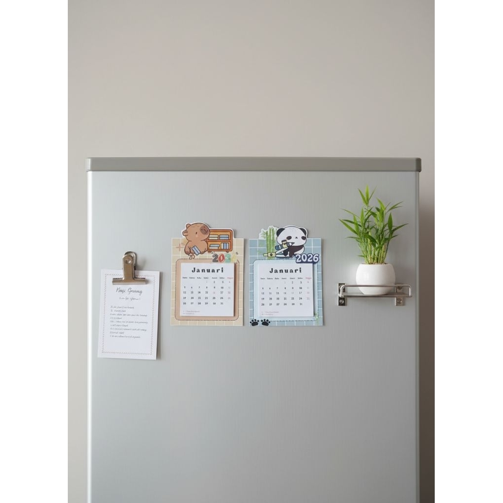 Kalender Magnet 2026 - Kalender Mini Magnet Kulkas Cute