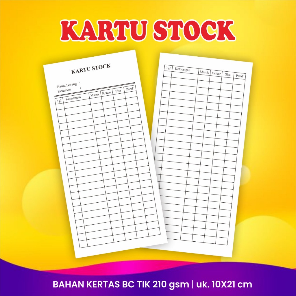 Kartu Stock Barang, Kartu Stock Obat Isi 100lembar