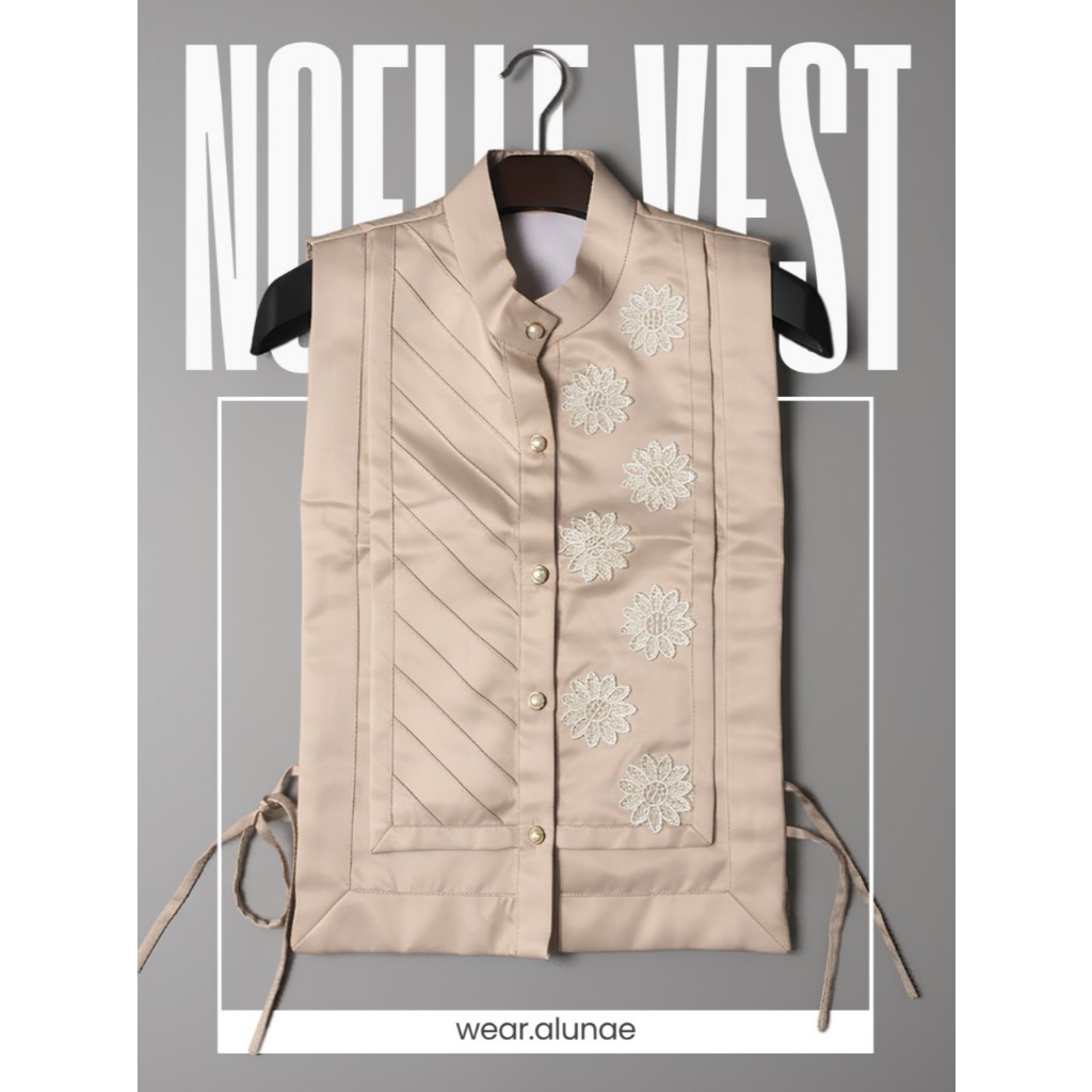 Noelle Vest Alunae | Outer Wanita Premium | Rompi Satin Elegan | Outer Tanpa Lengan Modest Look
