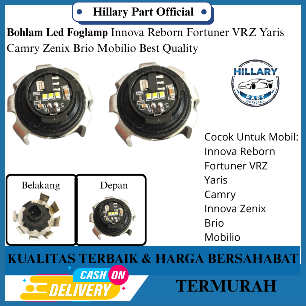 Bohlam Led Foglamp Innova Reborn Fortuner Vrz Yaris Camry Zenix Brio Mobilio