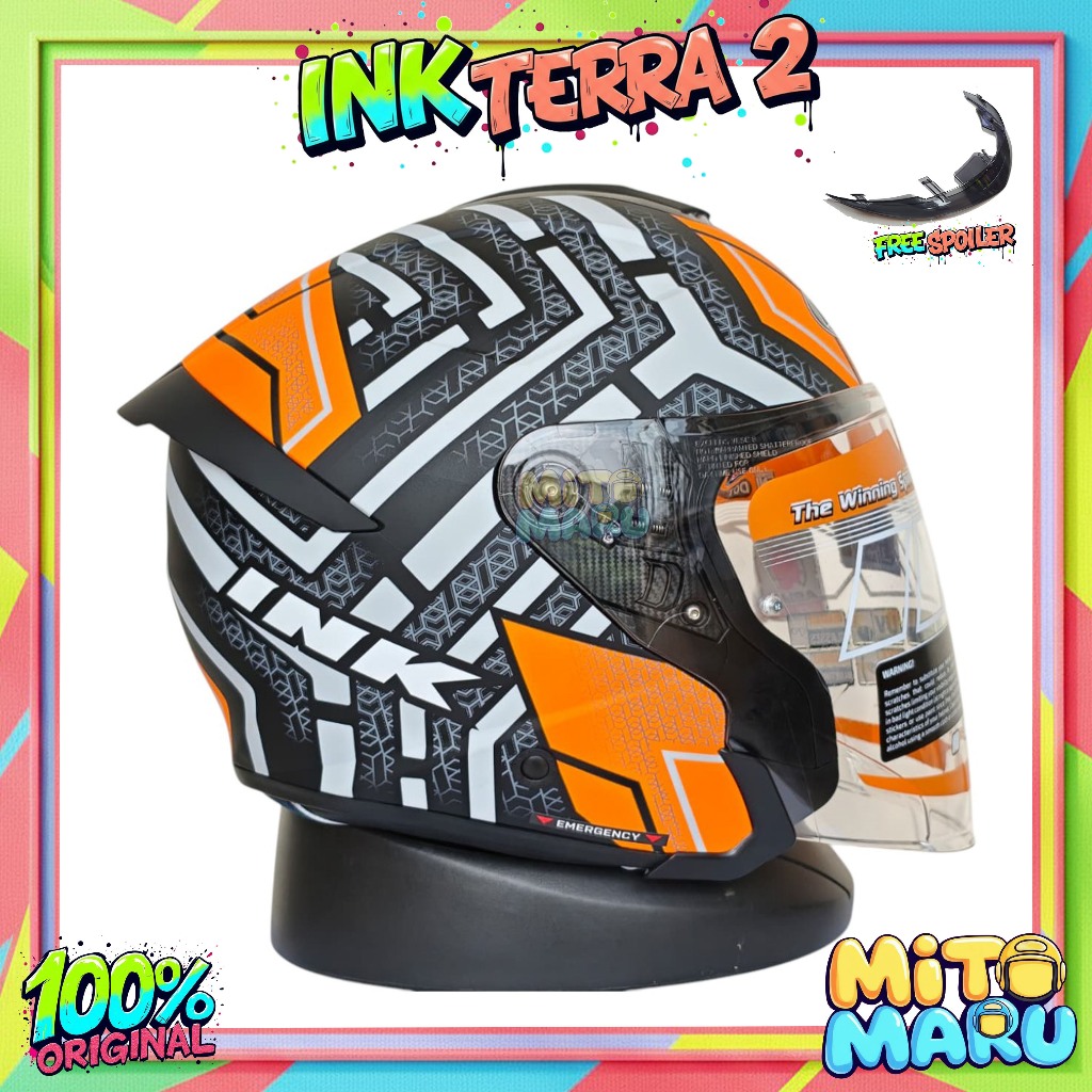 HELM INK TERRA 2 GRAPHIC #2 BLACK ORANGE MATT ORIGINAL
