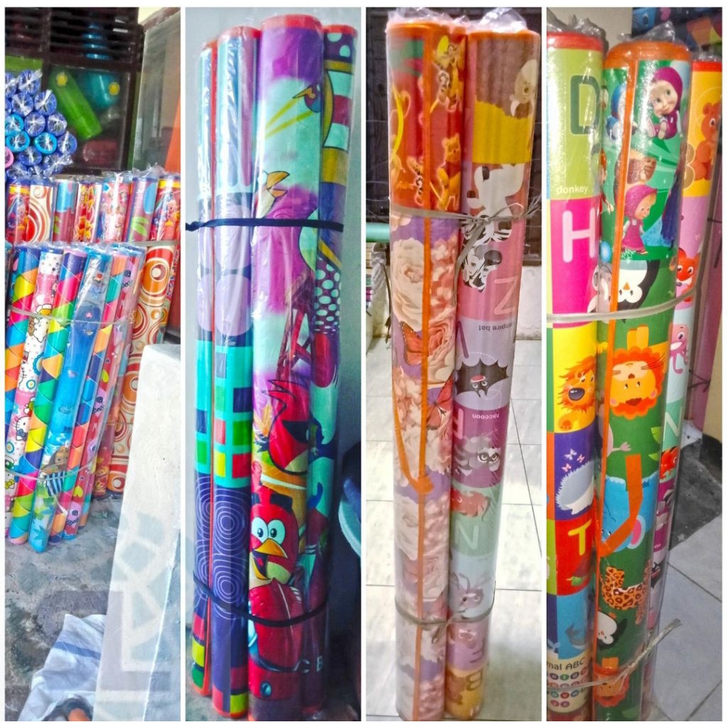 Karpet Spons Motif/ Tikar Plastik Gulung tebal/ Karpet lantai Plastik Motif Tebal / Tikar gulung pla