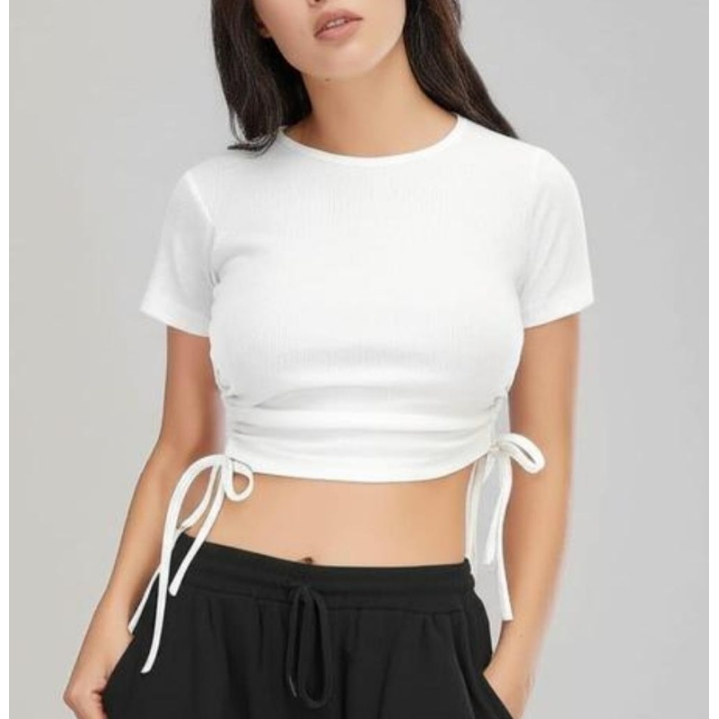 crop putih tali samping M