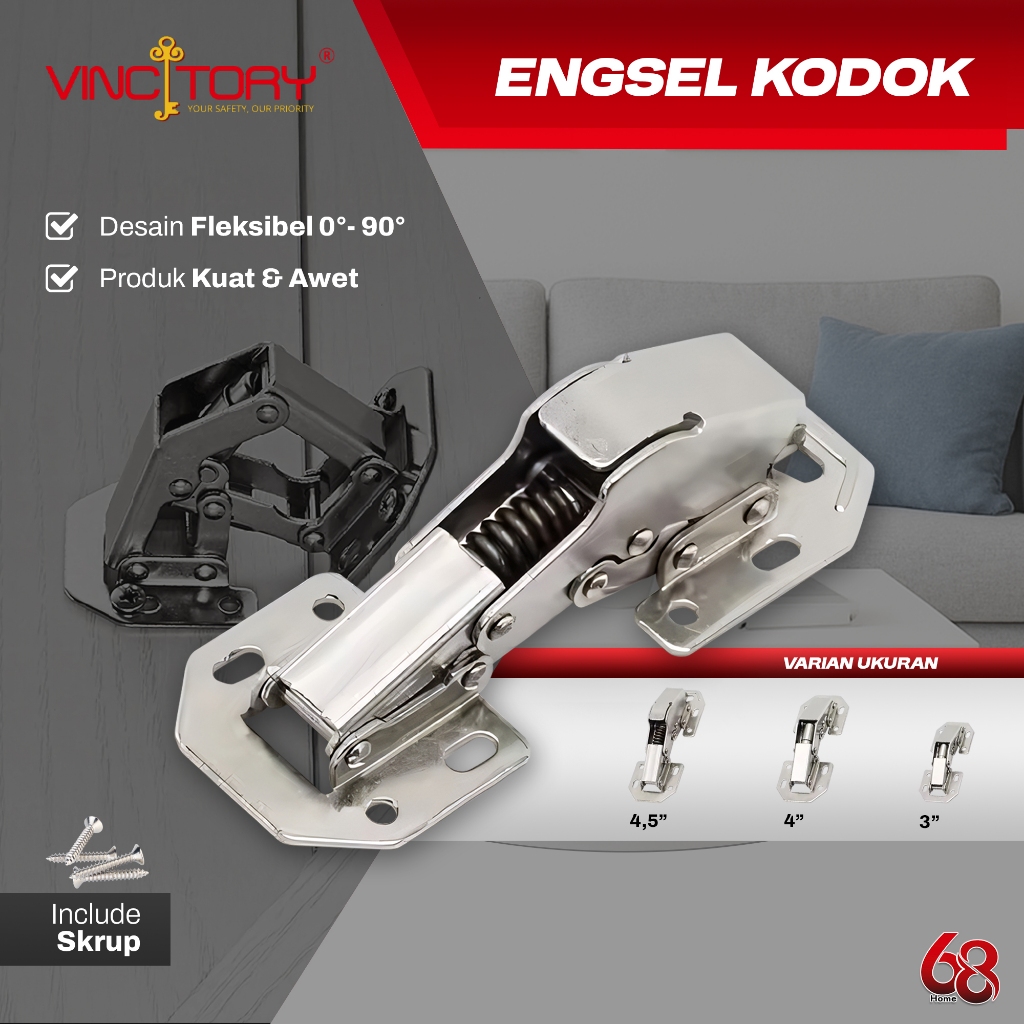 Engsel Kodok Bahan Besi Desain Modern dan Elegan Cocok Untuk Lemari, dan Pintu Kabinet - Vincitory