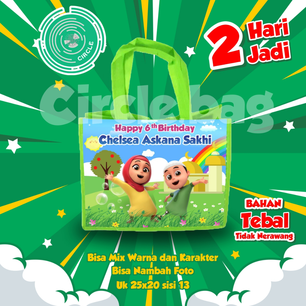 TAS CUSTOM NUSA RARA/ TAS ULANG TAHUN TERLARIS / TAS ULANG TAHUN ANAK / GOODIE BAG / TAS BINGKISAN /