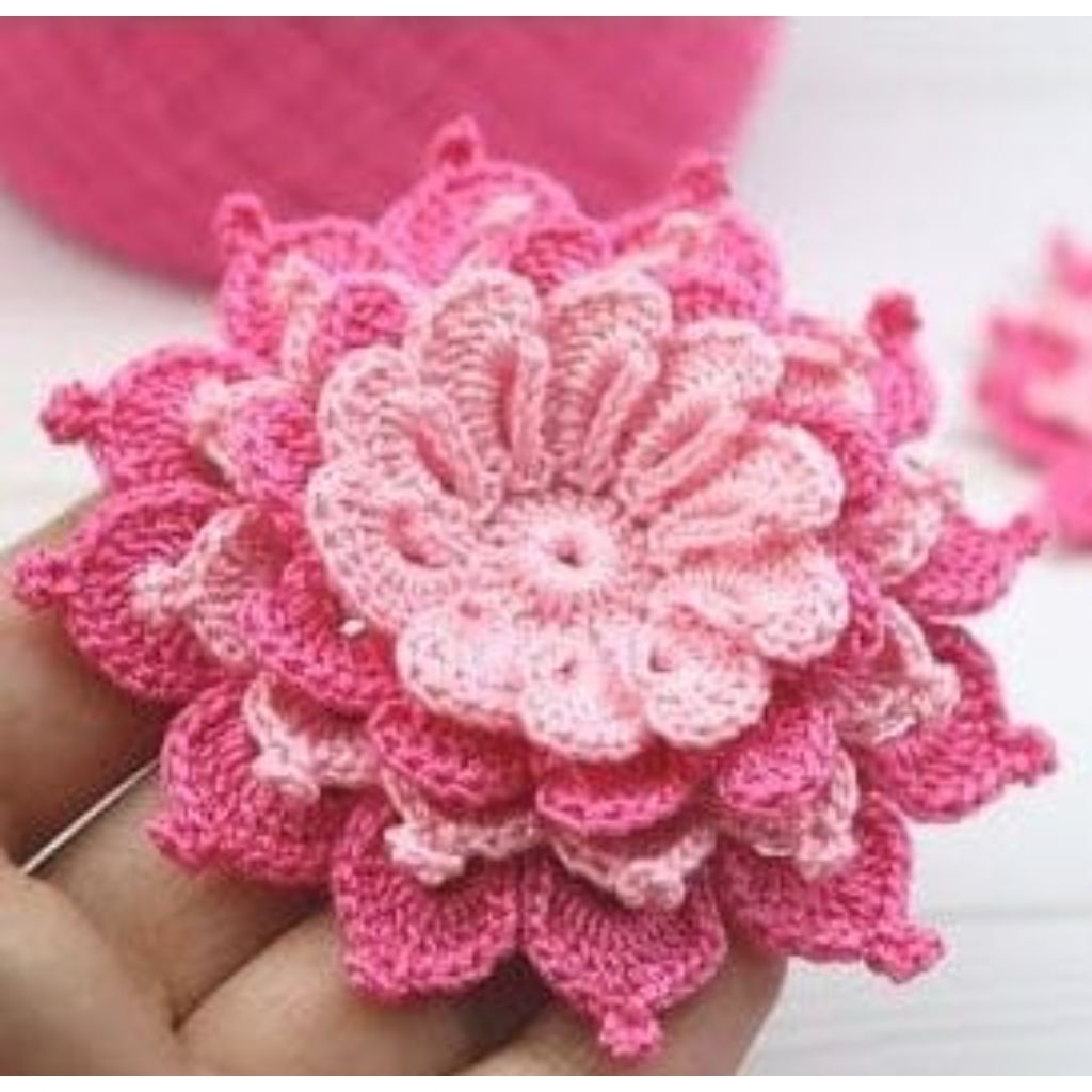 Aplikasi bunga rajut tumpuk 4 bros bunga rajut mewah aplikasi rajut