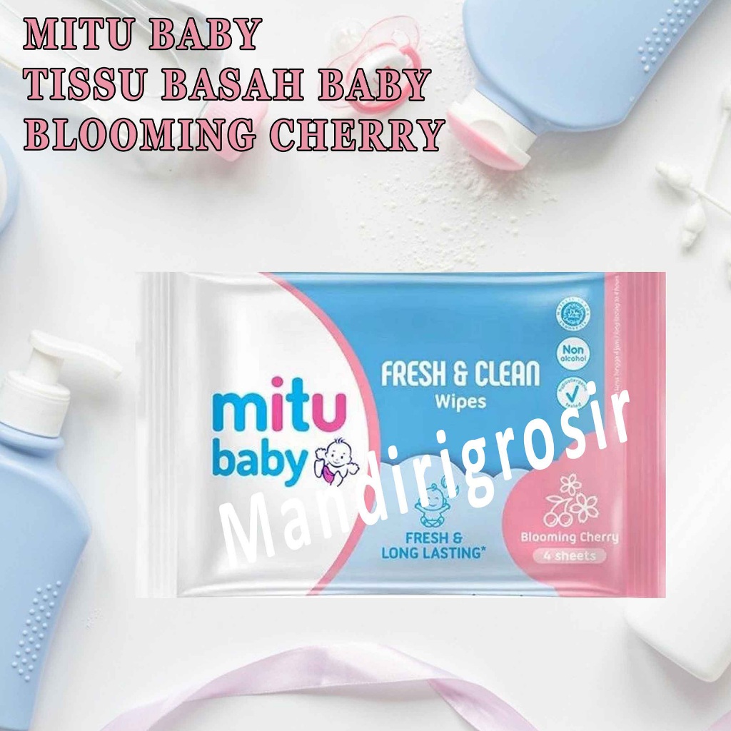 Tissue Basah Bayi * Mitu Baby * Tissue Basah Aroma Blooming Cherry * Isi 4 sheet