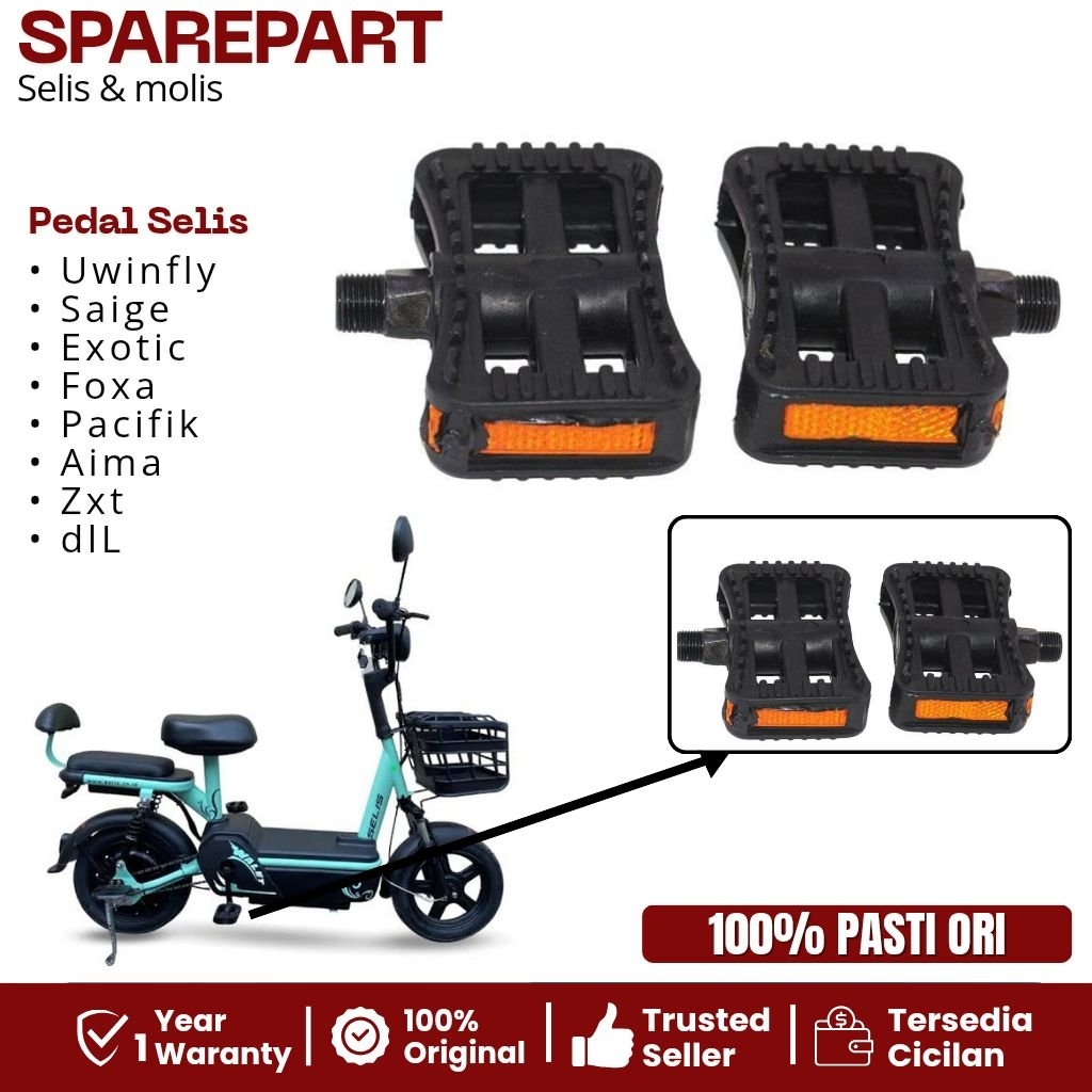 Pedal Sepeda Listrik Uwinfly/Saige/Exotic/Aima/Pacific Dll Original 100%
