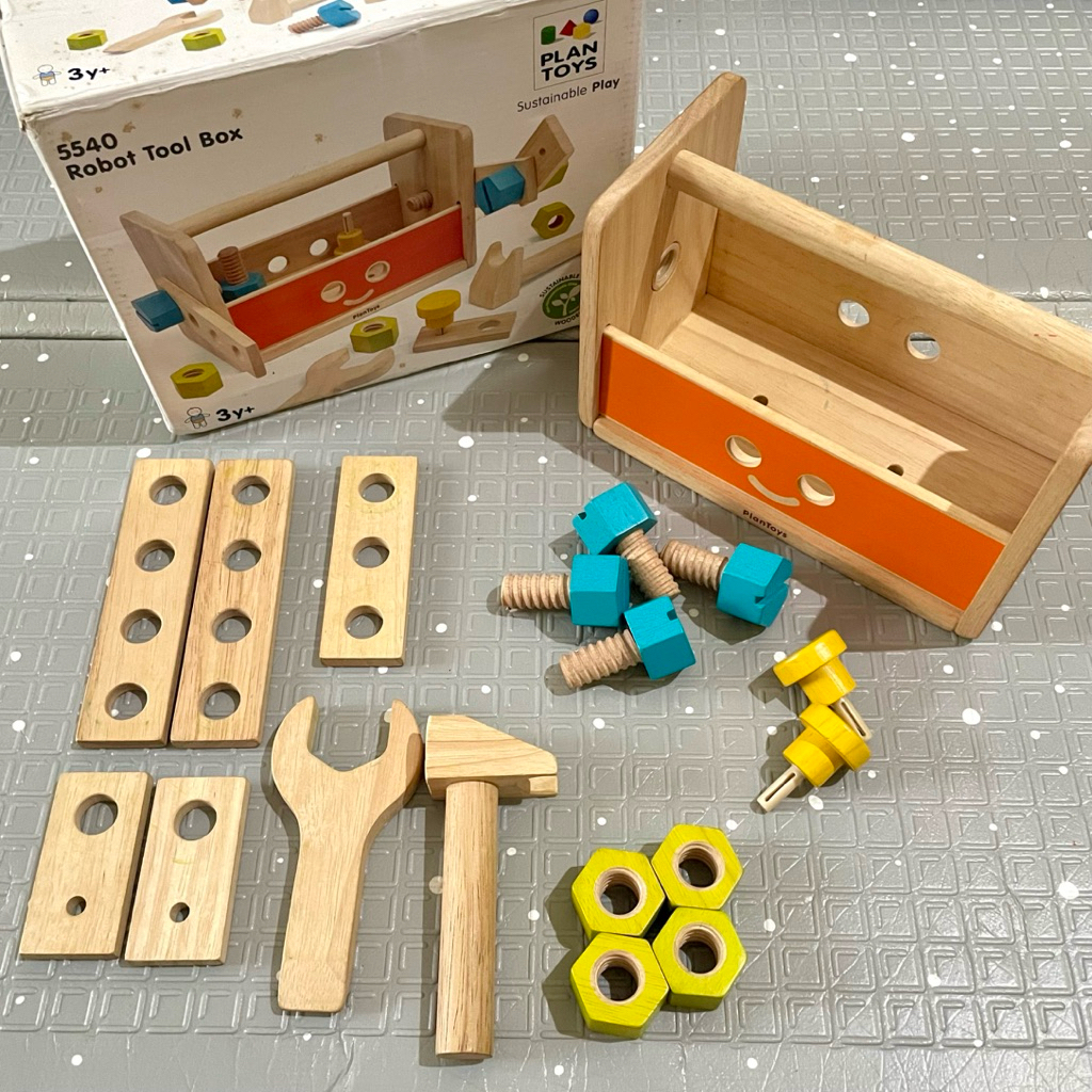PRELOVED PlanToys Robot Toolbox | Mainan Anak Bayi Baby Batita Balita Pertukangan Tukangan Kayu Wood