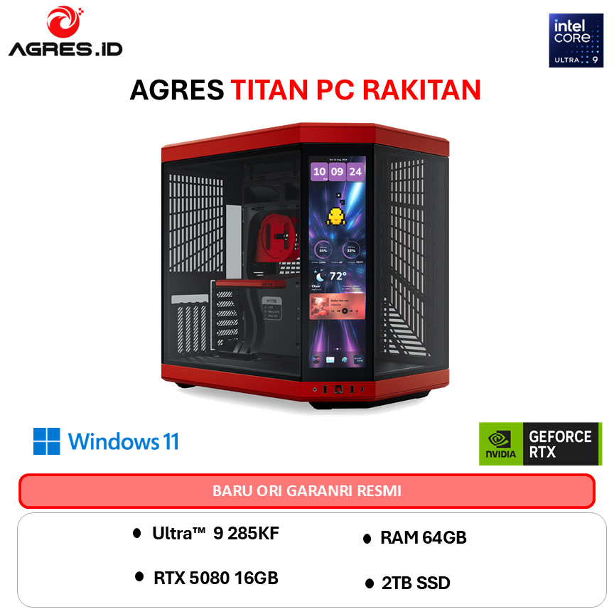 AGRES TITAN PC ULTRA 9 285K RTX 5080 16GB/ 64GB 2TB WINDOWS 11 PRO WIFI + BT RAKITAN PC GAMING