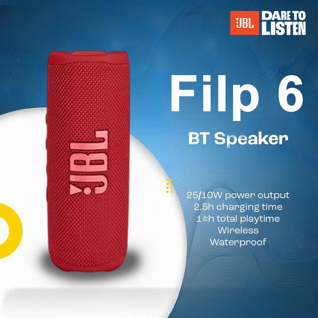 Speaker JBL Flip 6 Speaker Bluetooth Super Bass IPX7 Waterproof Outdoor and Travel Pembicara COD Por
