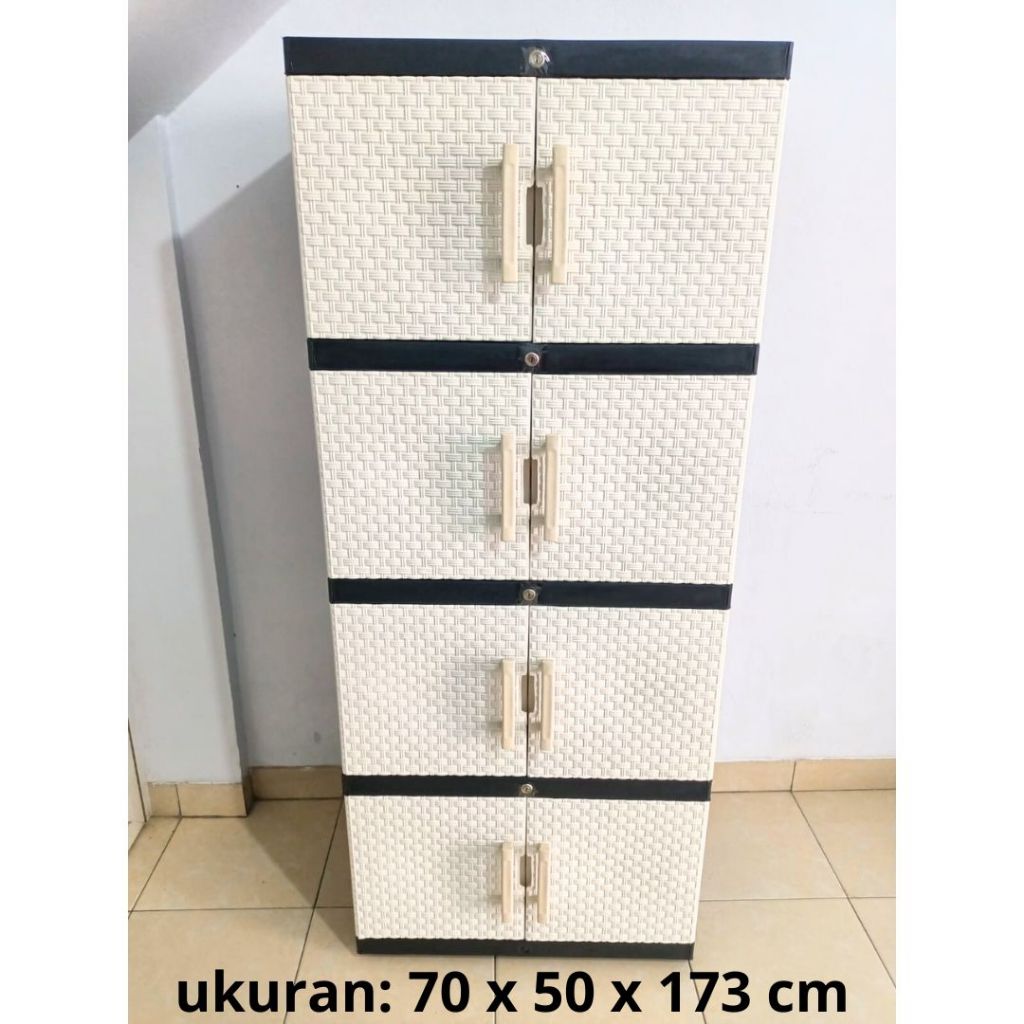 JUMBO -  LEMARI PAKAIAN PLASTIK SUSUN 4 ROTAN / LEMARI SERBAGUNA