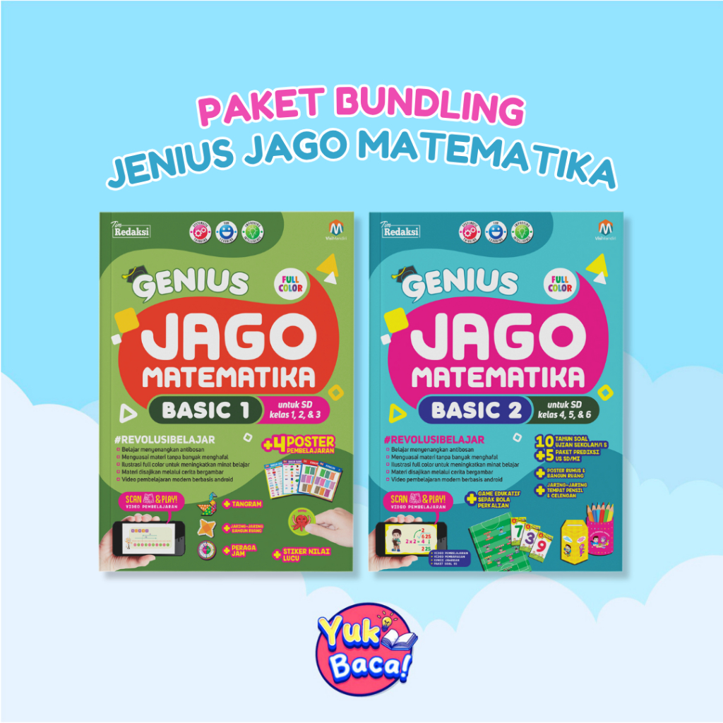 Ziyadbooks Official Genius Jago Matematika Anak Belajar Berhitung Calistung Kelas 1 SD TK Lengkap