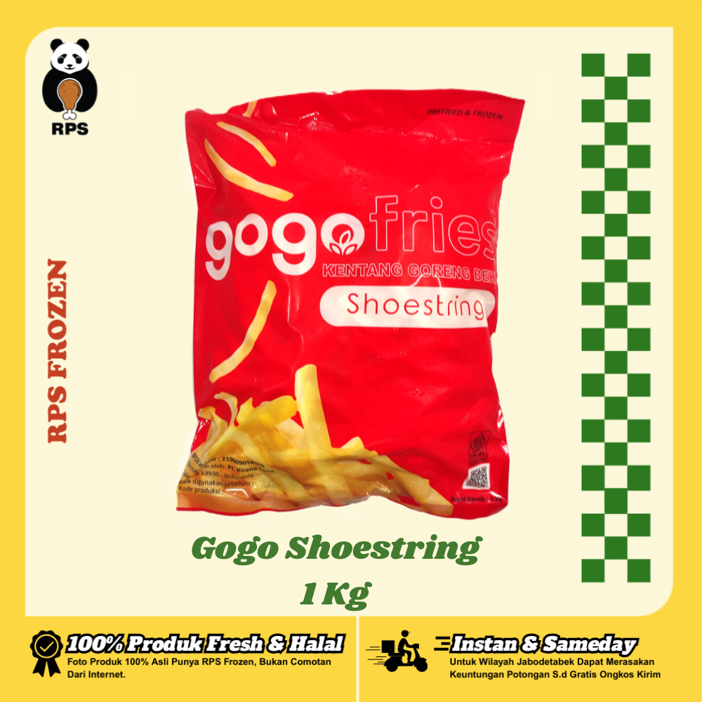 Gogo Fries Shoestring Cut Kemasan 1kg, Kentang Goreng Gogo, Gogo French Fries 1kg