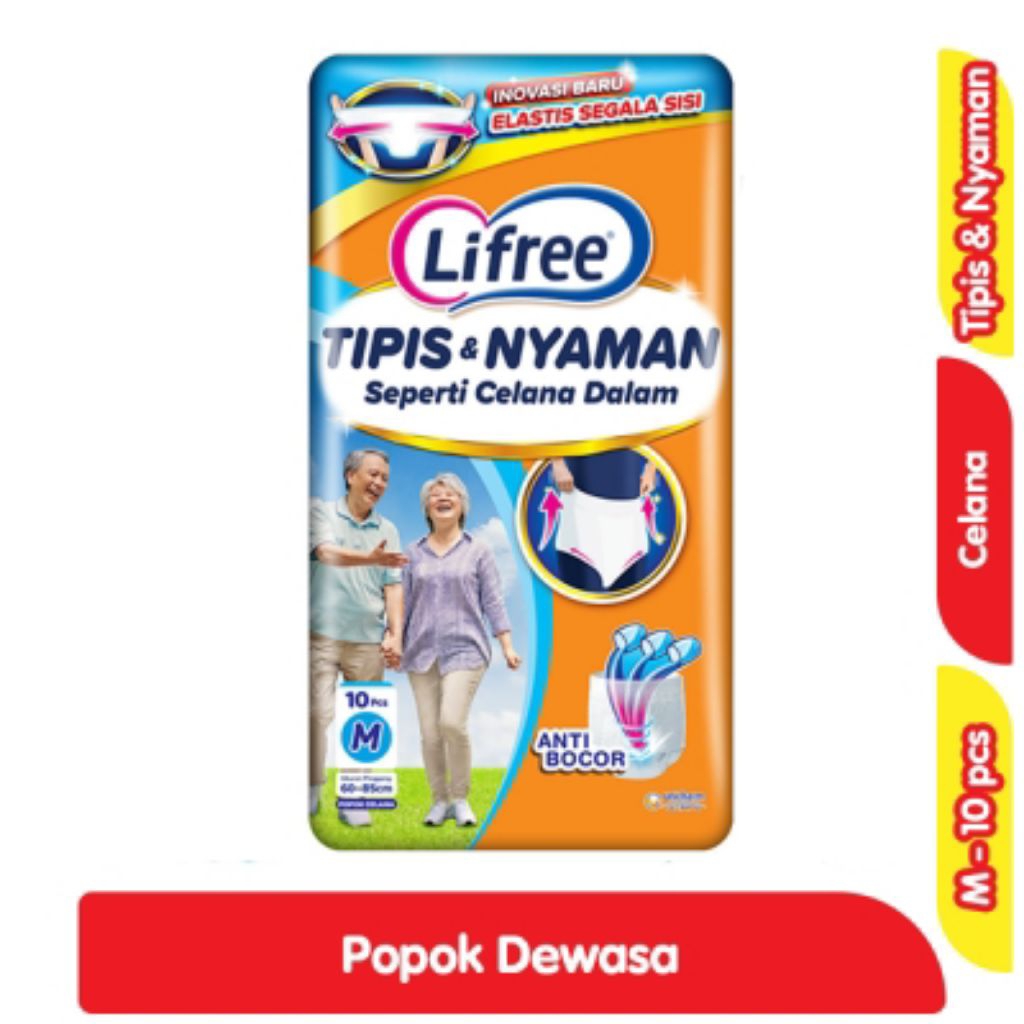 Lifree Tipis & Nyaman Popok Celana Dewasa M 10 pcs