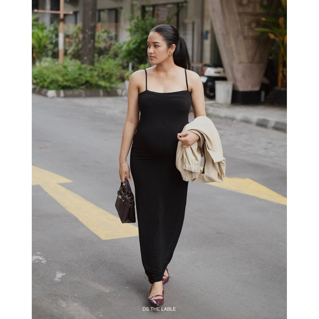 Midi Long Dress - Dress Wanita Bahan Double Spandex