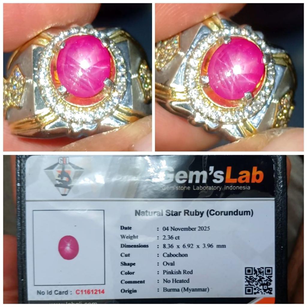 Ruby Star Burma No heat 2,36 carat