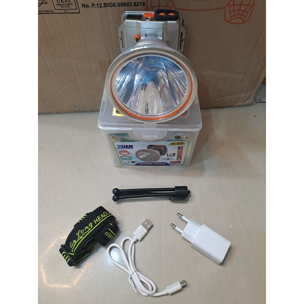 SENTER KEPALA JINLONG 300W CAHAYA PUTIH JL A11 SUPER TERANG / SENTER KEPALA JINLONG JL A11 300W CAHA