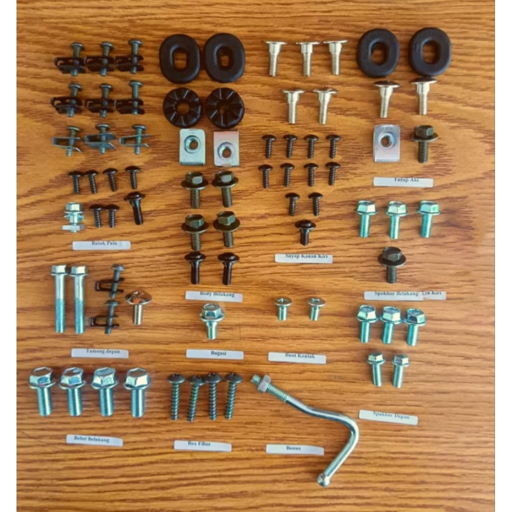 baut body motor Supra x 100/Supra x old lengkap full set