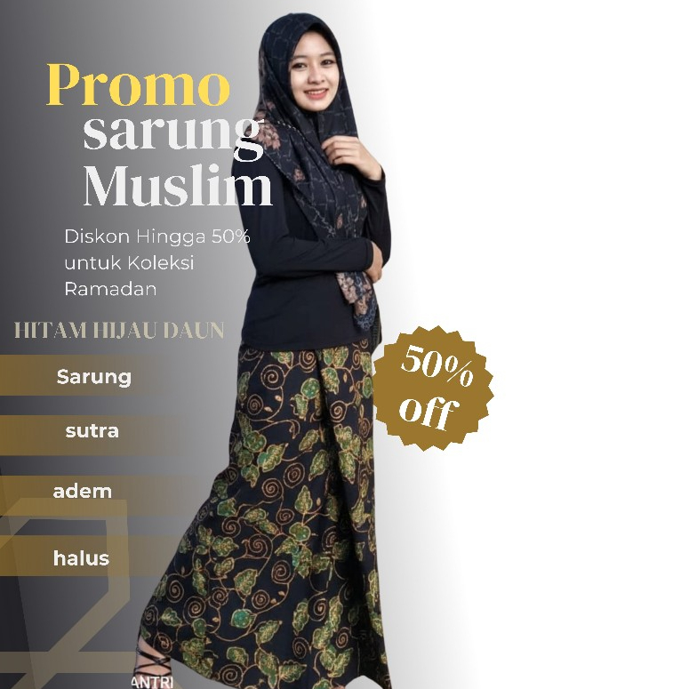 SARUNG WANITA,SARUNG SANTRI,HIJAU DAUN