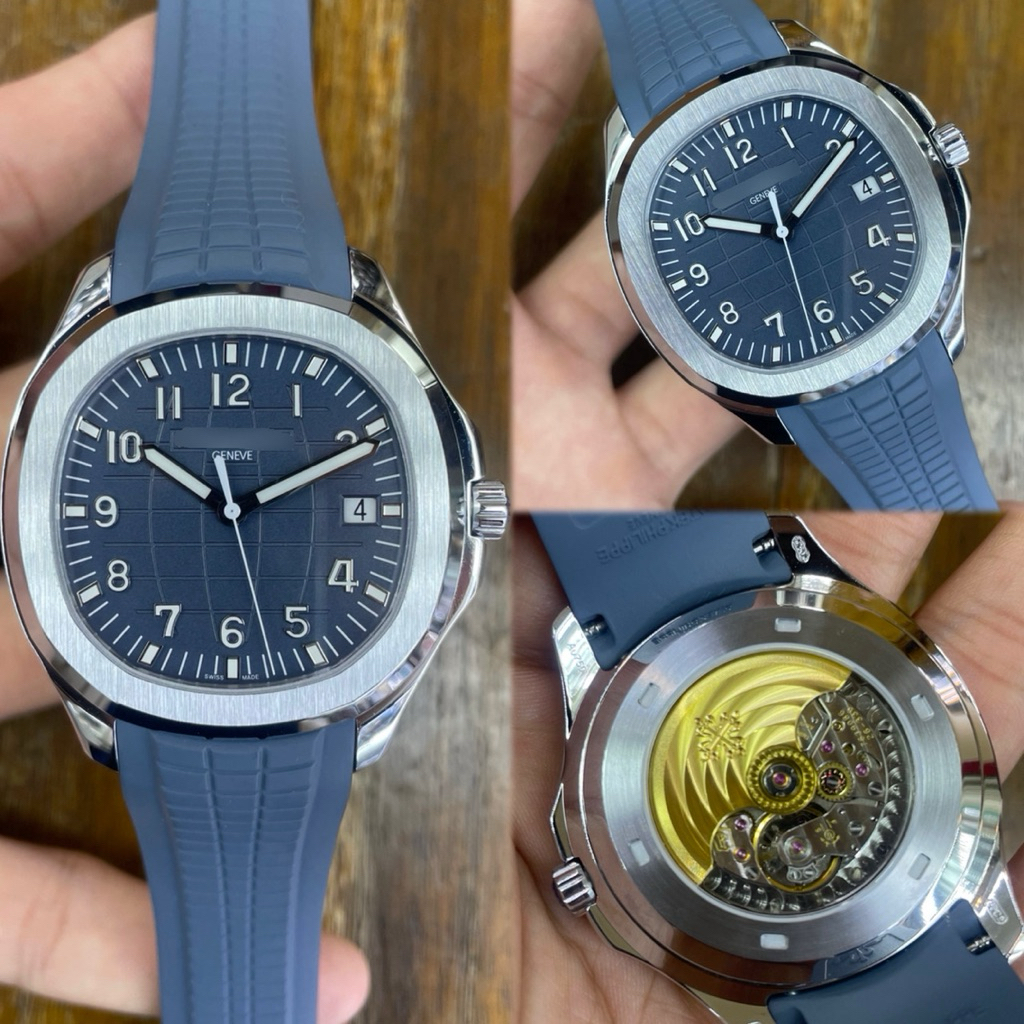 JAM TANGAN PRIA/COWOK PATEK-AQUANAUT 42mm RUBBER CASE SILVER AUTOMATIC CLONE #Jamtanganpria #Jamtang