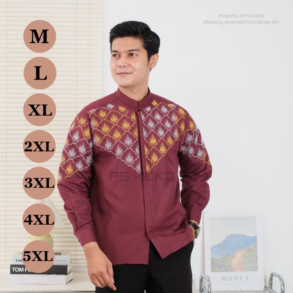 Big size jumbo baju Koko bordir pria dewasa size jumbo XL XXL XXXL 4L 5L