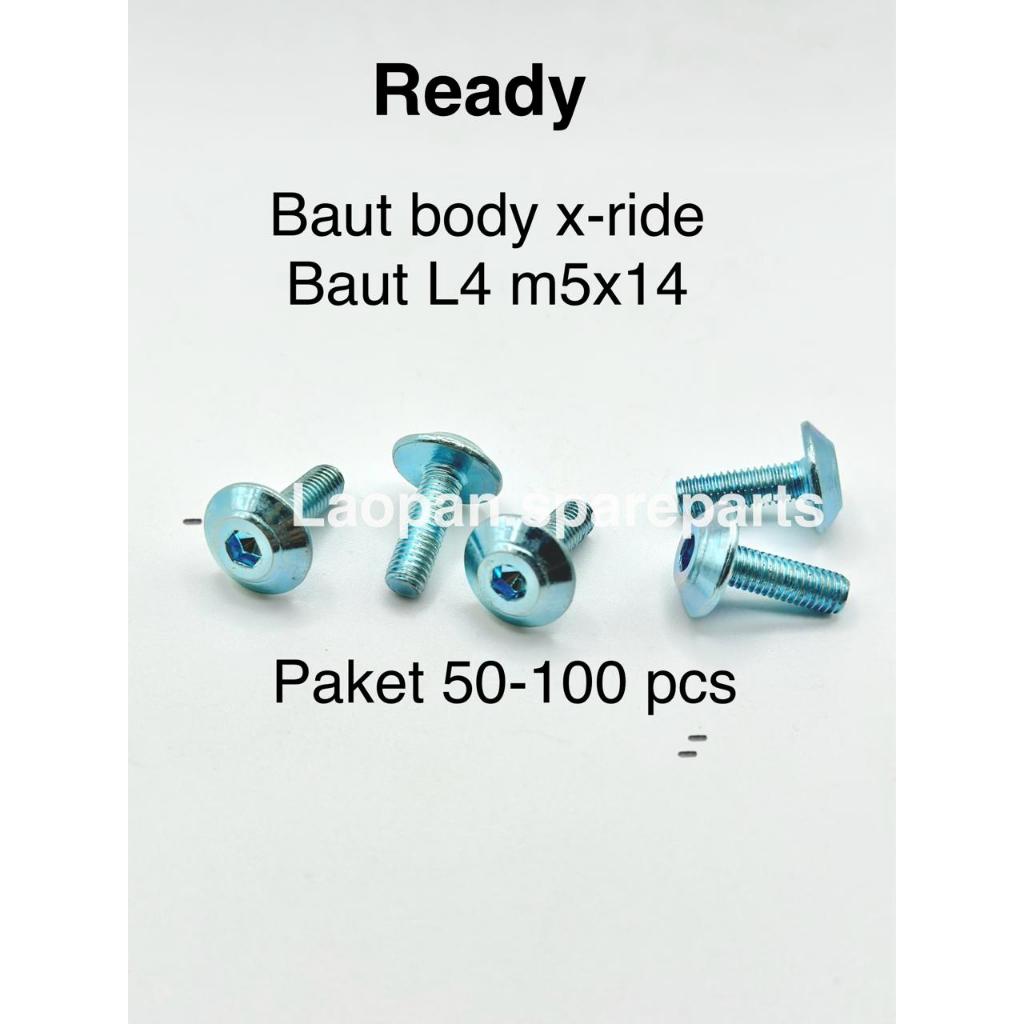 BAUT BODY X RIDE (50-100 PCS) BAUT L4 M5x14 PAYUNG 5mm PUTIH BAUT L COVER BODY XRIDE M5 5x14