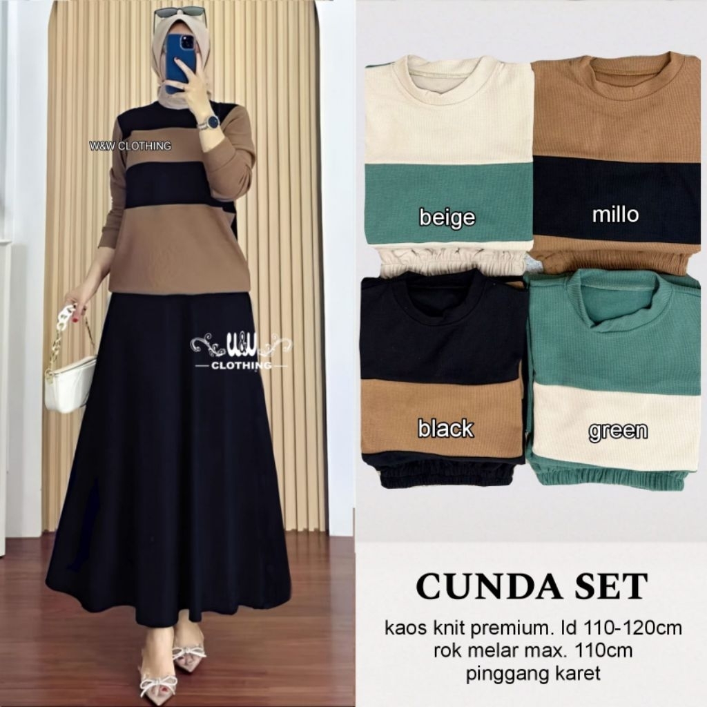 adya one set atasan dan rok knit by w&w rok span knit kaos knit lengan panjang setelan rok jumbo xl 