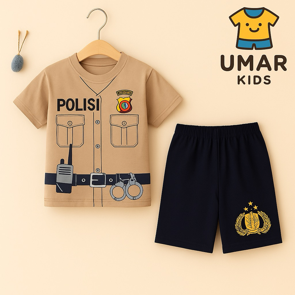 BAJU POLISI ANAK LAKI LAKI / KAOS SETELAN POLISI ANAK UMUR 1-10 TAHUN TERBARU