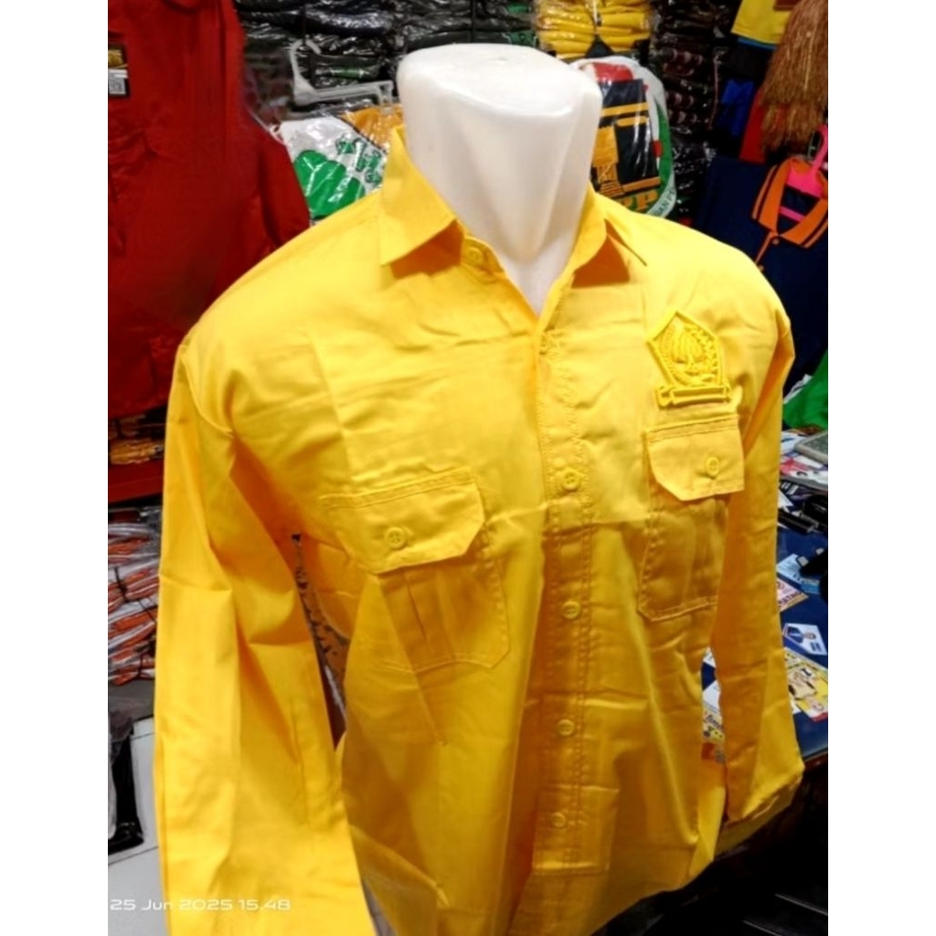 kemeja Golkar terbaru/ kemeja golkar bordir timbul/ kemeja golkar lengan panjang bordir timbul